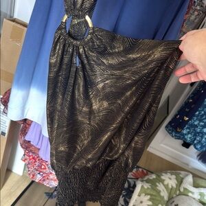 Elegant Black and Gold Halter Top